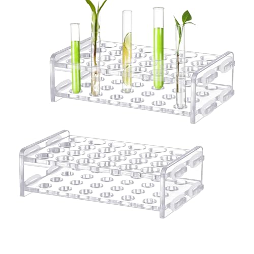 UNICRAFTALE 2 Set 24-Holes Acrylic Test Tubes Holder Rack Lab Supplies Rectangle Clear Tests Tube Rack Round Holes Tests Tube Holder for Test Tubes Chemistry Laboratory 5.27"x2.95"x1.45" - size: 13.4x7.5x3.8cm
