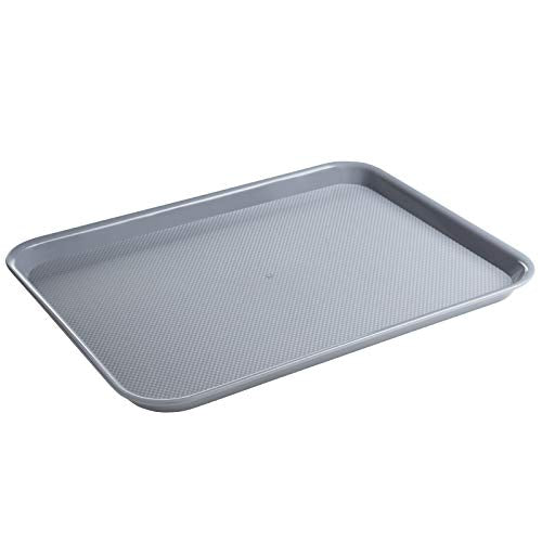 Eslite Rectangular Plastic Serving Trays,Fast Food Serving Cafeteria Trays,17"X13",Set of 6 (Grey) - color: Gray