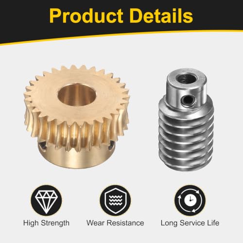 uxcell Worm Gear Set 30T 1 Module 30:1 Reduction Rate, 12mm/6mm Bore - size: 12mm/6mm Bore (1Mod 30T)
