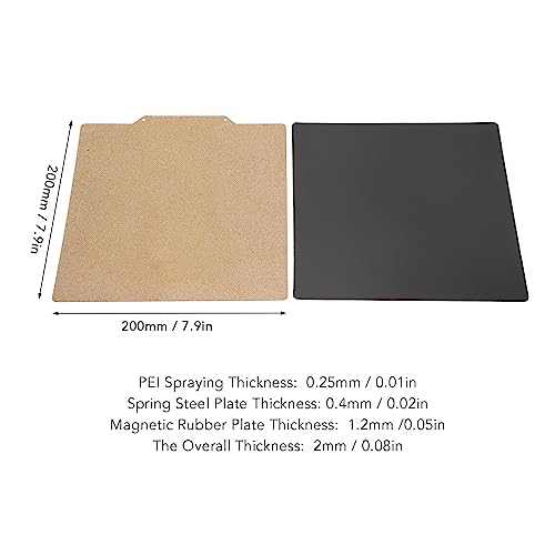 200x200mm Double Sided PEI Spring Steel Magnetic Build Plate for 3D Printer Bed Adhesion and Easy Print Removal
