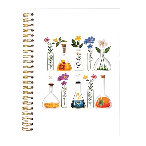 KAOWT Science Teacher Gifts for Women Notebook Journal, Chemistry Biology Teacher Notebooks for Note Taking, Science Lab Journal, Floral Chemistry Hardcover Spiral Notebook 5.5x8.3in - color: chemistry
