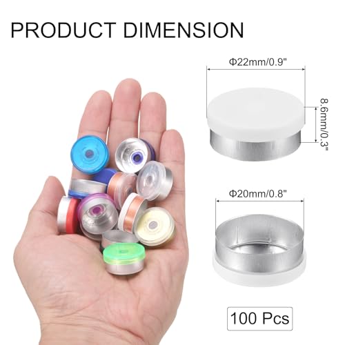 uxcell 20mm Flip Off Caps, 100PCS Burr-Free Flip Off Top Caps Seals Flip Off Aluminum Plastic Vial Flip Off Seals Caps Cover for Glass Vial Freeze-Dried Bottles, White/Silver - color: White/Silver, size: 20mm