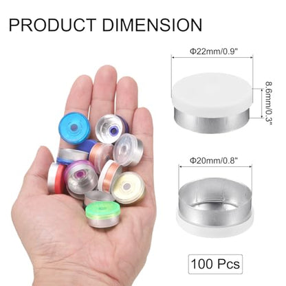 uxcell 20mm Flip Off Caps, 100PCS Burr-Free Flip Off Top Caps Seals Flip Off Aluminum Plastic Vial Flip Off Seals Caps Cover for Glass Vial Freeze-Dried Bottles, White/Silver - color: White/Silver, size: 20mm