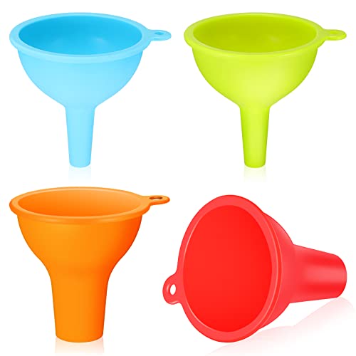 Silicone Funnels 4 Pieces Wide Mouth Funnel Small and Large, Multi Color