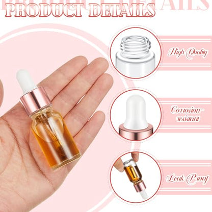 Didaey 100 Pcs Mini Glass Oil Dropper Bottle, 10 ml, Rose Gold - color: Rose Gold, size: 10 ml