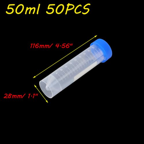 Antrader 50mL Plastic Graduated Centrifuge Tubes w Screw Cap(Blue,50 PCS) - color: Blue, size: 50mL