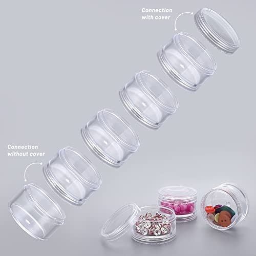Hipiwe 4 Set 5-Layer Jewelry Bead Containers Small Clear Plastic Sample Jar - size: 4Packs 1.9"D x 4.8"H