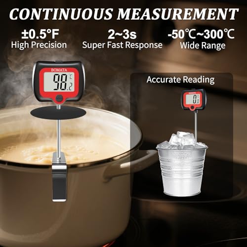 BOMATA Digital Candy Thermometer with Pot Clip, Deep Fry Oil Thermometer - color: Black