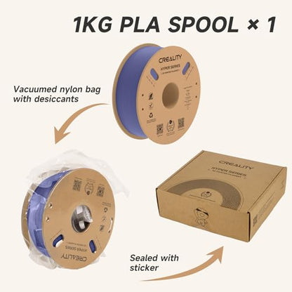 Official Creality Hyper PLA Filament 1.75mm, High Speed PLA 30-600mm/s Rapid 3D Printer Filament, Dimensional Accuracy +/-0.02mm, Fit Most FDM 3D Printers, 1KG(2.2lbs) Spool Very Peri - color: Very Peri