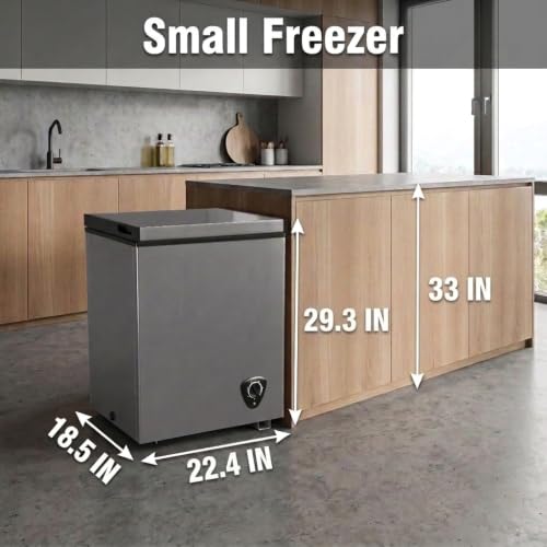 LifePlus Chest Freezer - 3.5 Cubic Feet Compact Deep Freezer Small Freezer 7 Adjustable Temperature with Removable Basket, Energy Saving Super Quiet for Garage, Office, Kitchen, or Apartment, Gray - color: Gray 1