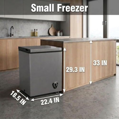 LifePlus Chest Freezer - 3.5 Cubic Feet Compact Deep Freezer Small Freezer 7 Adjustable Temperature with Removable Basket, Energy Saving Super Quiet for Garage, Office, Kitchen, or Apartment, Gray - color: Gray 1