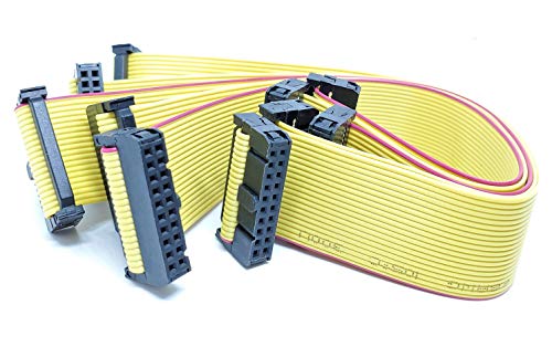 PC Accessories - Connectors Pro 20P 20cm 7 Inches Length 5-Pack Yellow Flat Ribbon Cable with 2.54mm 0.1" Pitch FC 20 Pins 2x10 Female Connector (20P-20cm-5PK) - size: 20P-20cm-5PK