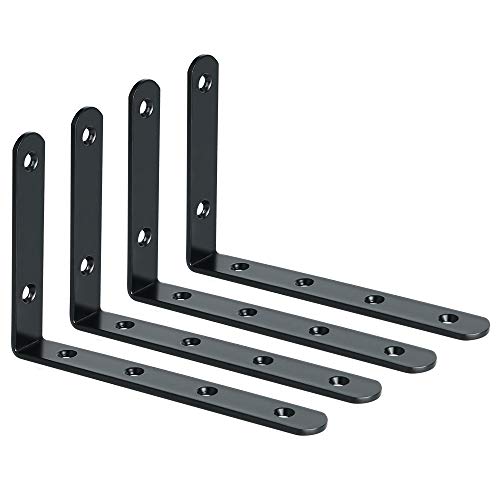 Alise Black Floating Shelf Brackets,L Bracket for Shelves,6x4 Inch,4 Pcs - color: Black, size: 6x4 Inch