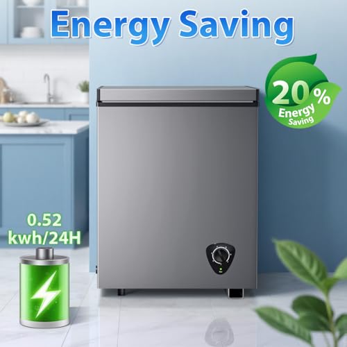 LifePlus Chest Freezer - 3.5 Cubic Feet Compact Deep Freezer Small Freezer 7 Adjustable Temperature with Removable Basket, Energy Saving Super Quiet for Garage, Office, Kitchen, or Apartment, Gray - color: Gray 1