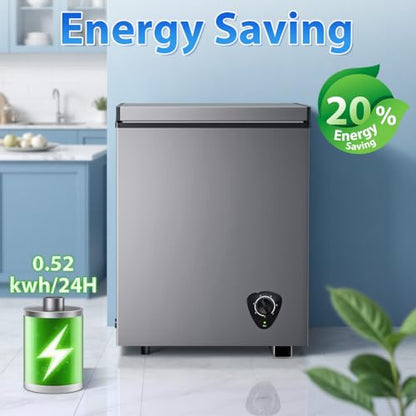 LifePlus Chest Freezer - 3.5 Cubic Feet Compact Deep Freezer Small Freezer 7 Adjustable Temperature with Removable Basket, Energy Saving Super Quiet for Garage, Office, Kitchen, or Apartment, Gray - color: Gray 1