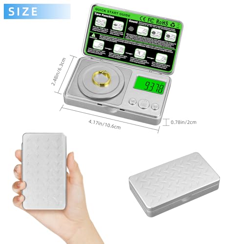 High Precision Mg Scale 100g/0.001g, Pocket Digital Milligram Scale, Small Gram Jewelry Scale, Coin Scale with 50g Calibration Weight for Gold/Silver/Gems/Powder Medicine Benechef