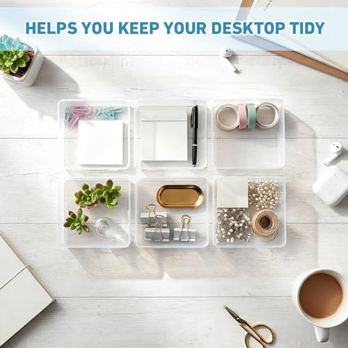 Jetec 18 Pieces Small Clear Plastic Storage Box, 5.9 x 5.9 x 1.5 Inch - size: 5.9 x 5.9 x 1.5 Inch