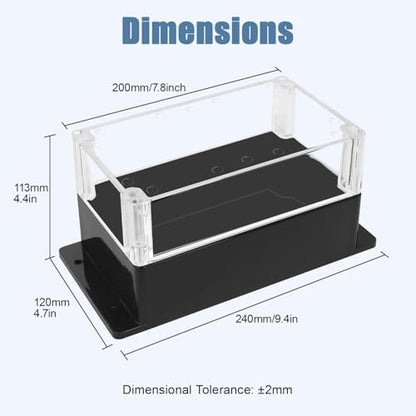 Project Box IP65 Waterproof ABS Plastic Electrical Junction Box with Clear Cover Enclosure with Fixed Ear, Black 7.8"x 4.7"x 4.4"(200x120x113mm)(Pack of 1) - color: 1 pack, size: 7.8"x 4.7"x 4.4"