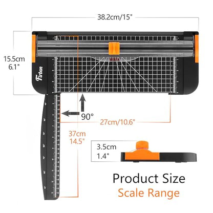 Firbon A4 Paper Cutter, 12 Inch Paper Trimmer with Extened Ruler, Black - color: 1-black