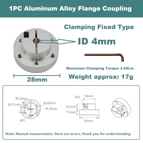 Aluminum Alloy Flange Coupling, 4 mm Inner Dia Clamping Fixed Type, Flange Shaft Coupler Connector for Connecting Motor and Wheel DIY Model RC Parts (1Piece - style: 4mm Clamping Flange