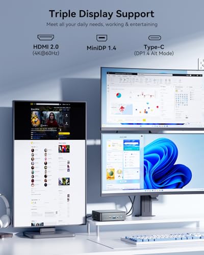 GEEKOM Air12 Mini PC, Intel 7505(Beats N5095), 8GB Dual-Slot RAM, 256GB SSD - color: Black
