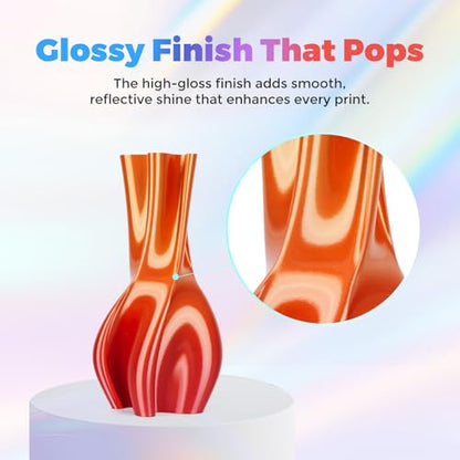 FLASHFORGE Silk PLA Filament 1.75mm Gold to Red Gradient, 3D Printer Filament 1kg (2.2lbs) Spool, Smooth and Silky Texture 3D Printing Filament, Dimensional Accuracy +/- 0.02mm - color: Gold to Red Gradient
