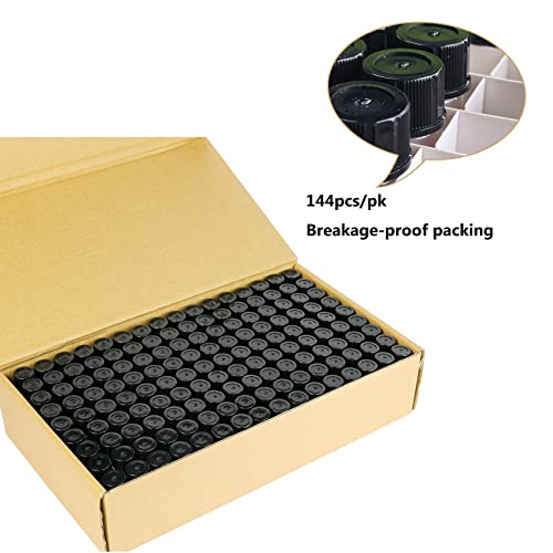 144PCS 2 Dram Clear Borosilicate Glass Liquid Sample Vials with Screw Caps - size: 2 dram