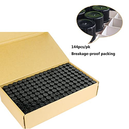 144PCS 2 Dram Clear Borosilicate Glass Liquid Sample Vials with Screw Caps - size: 2 dram