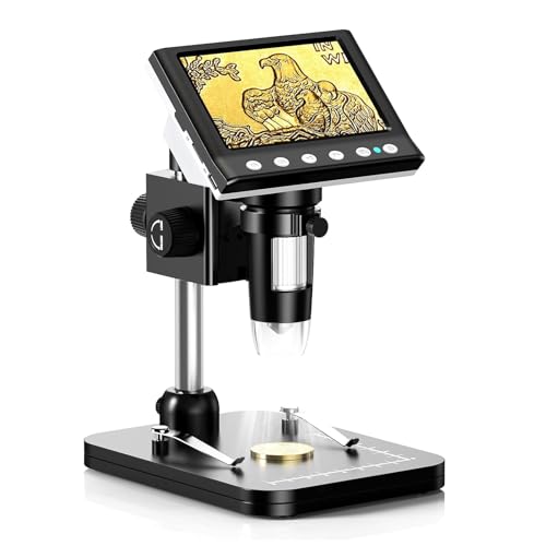 Hayve 4.3'' IPS Coin Microscope 1000X Collection Supplies with Lights - size: 4.3 Inch (32GB TF Card)