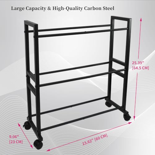 3-Tier 3D Filament Storage Rack - Heavy Duty Metal Spool Shelf with Wheels