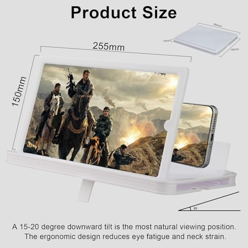14" Screen Magnifier for Cell Phone, 3D Foldable Phone Stand Screen Enlarger, Mobile Phone Screen Amplifier, Eye-Caring for Browsing Video and Watching Movies, Reading Books (White, 14 Inch) - color: White