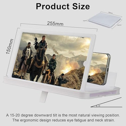 14" Screen Magnifier for Cell Phone, 3D Foldable Phone Stand Screen Enlarger, Mobile Phone Screen Amplifier, Eye-Caring for Browsing Video and Watching Movies, Reading Books (White, 14 Inch) - color: White