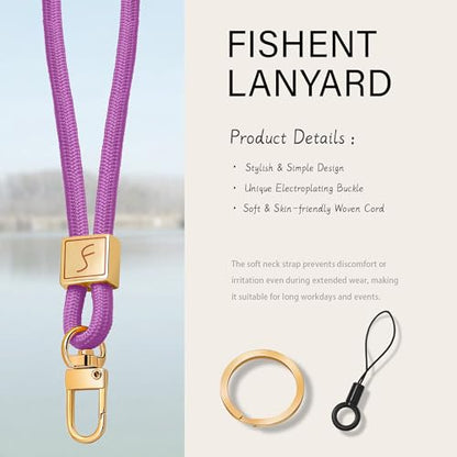 Fishent Lanyard, Cute Neck Lanyards for Keys ID Badges Holder, Keychain Key Teacher Lanyard with Safety Breakaway Buckle for Women Men, Dark Violet - color: Dark Violet