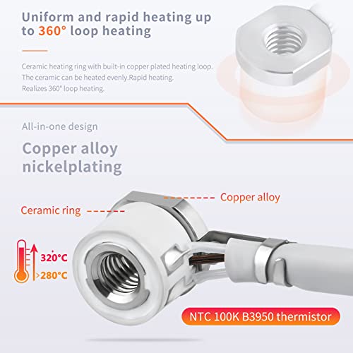 24V CHC Ceramic Heater Block Kit Built-in NTC 100K 3950 Thermistor Compatible with AC Kobra Max Chiron, Ender 3 V2 Pro Ender 5 Plus pro V6 hotend CR10 CR-6 SE Prusa mk3s 3D Printer (Heat Block Kit)