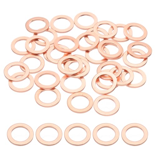 PATIKIL 35PCS M12 Copper Washers, M12x18x1.5mm Copper Crush Washer Metric Flat Washers Sealing Washers Assortment Kit Oil Drain Plug Gasket Ring for Automotive Battery Vehicles Screws Bolt - size: M12x18x1.5mm