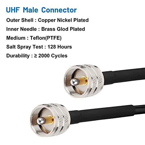 MOOKEERF RG8x Coaxial Cable 200ft,CB Coax Cable 50 Ohm,UHF PL259 Male to Male Low Loss CB Antenna Extension for HAM Radio,VHF Radio,SWR Meter,Dummy Load,Antenna Analyzer - size: 200FT