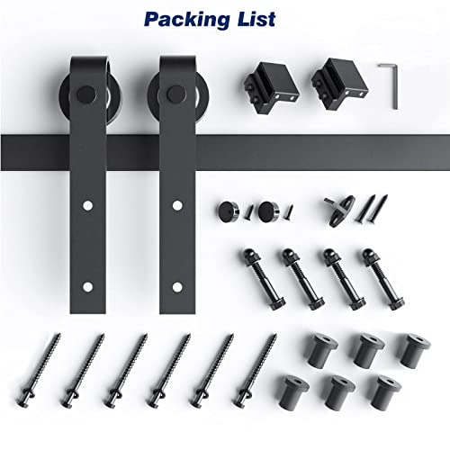 EaseLife 8 FT Sliding Barn Door Hardware Track Kit,Basic J Pulley,Slide Smoothly Quietly,Easy Install (8FT Track Kit for 40"~48" Wide Single Door) - size: 8FT