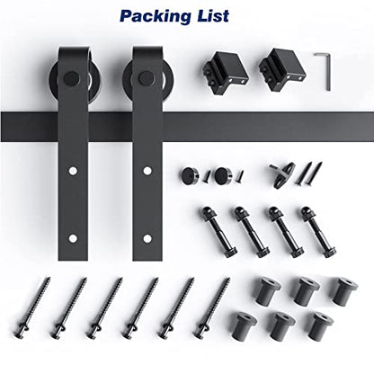 EaseLife 8 FT Sliding Barn Door Hardware Track Kit,Basic J Pulley,Slide Smoothly Quietly,Easy Install (8FT Track Kit for 40"~48" Wide Single Door) - size: 8FT