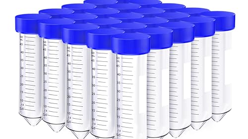 Premium 50ml Conical Centrifuge Tubes - Sterile, DNase-Free, RNase-Free, Non-Pyrogenic, Polypropylene Graduated Tubes with Screw Caps - Available in Packs of 500 and 250, (25)