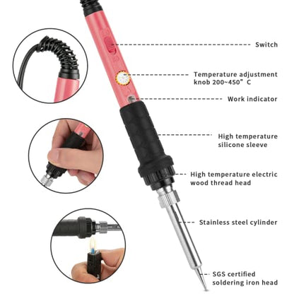 Soldering Iron Kit, 60W Soldering Iron with 5pc Interchangeable Tips, 10-in-1 Adjustable Temperature Solder Welding Tools, Fast Heating, Electronic Repair, 110V - color: 10-in-1 New