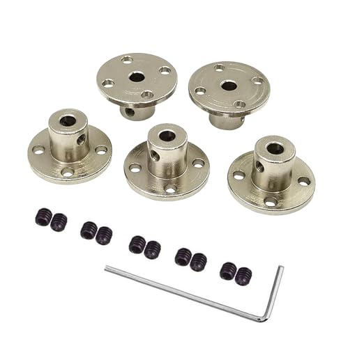 5 Pcs 4 mm Flange Coupling Connectors,High Hardness Metal Flange Shaft Coupling Shaft Mounting Hub with M3 Screws and Allen Wrench for DIY Model Motors Accessories Coupler - size: 4mm, style: 4mm