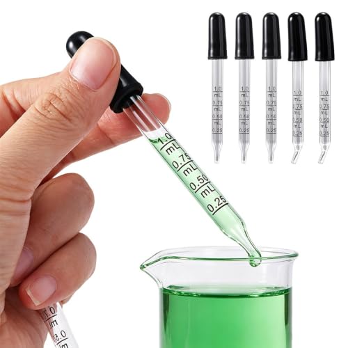 7Pcs Glass Scale Dropper Rubber Head Scale Pipette Dropper Essential Oil Bottle Straw Multi-purpose Droppers for School Home - size: Straight
