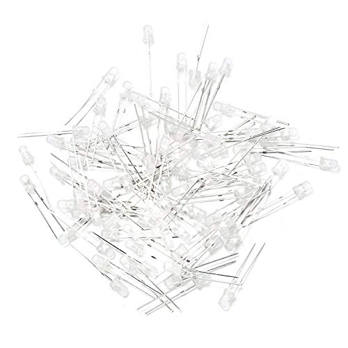CHANZON 100 pcs 3mm Blue Diffused LED Diode Lights (DC 3V 20mA) - color: E) White-blue (100pcs)
