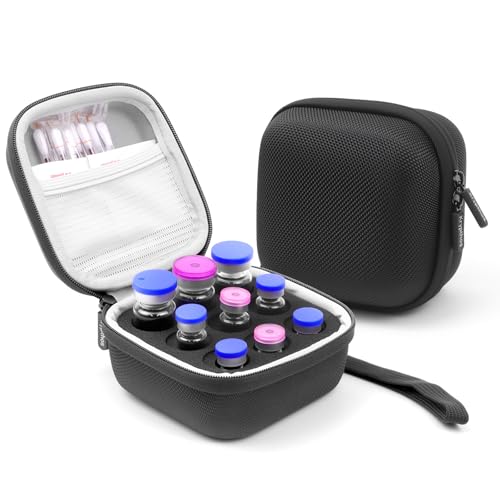 Krypthos Insulin Vial Protector Case, Insulin Vial Organizer Bag for Diabetics Standard 10ml U-100 Vials, Insulin Carrying Case Fridge Holder Storage Holder, No Ice Pack (Black-9 Slots) - color: Black-9 Slots