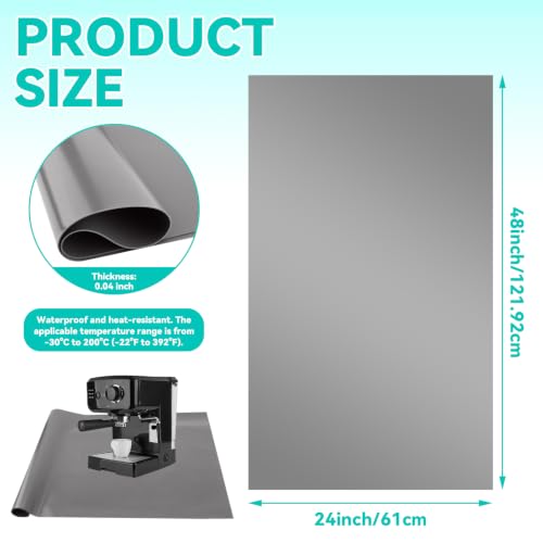 VOKOY Large Silicone Mat for Crafts,48"x24" Grey Table Mat Counter Mats - color: Gray, size: 48"L x 24"W