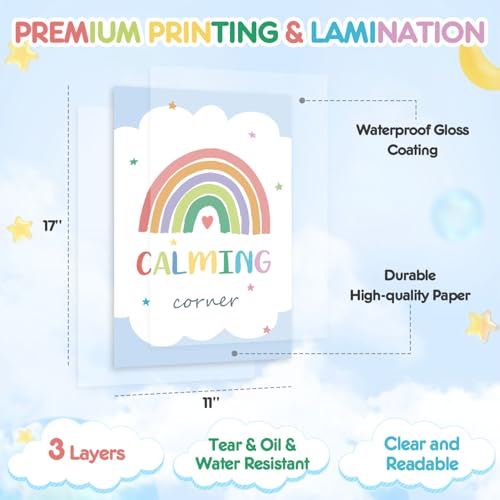 Laminated 12PCS Calming Corner Classroom Posters 11x17" - color: Calming Corner