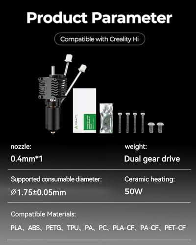 Creality Official Hi Upgrade Hotend Kit, Unicorn Quick Swap Nozzle Kit, High Temperature Resistant, All-Metal Integrated Design Kit for Creality Hi 3D Printer - style: Hi Combo
