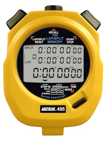 Ultrak 100 Lap Memory Timer, Yellow - color: Yellow