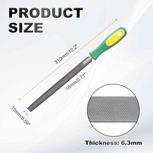 HARFINGTON 8" Half Round Medium Cut File Double Cut Teeth Bastard Metal File High Carbon Steel T12 with PP Handle for Metal Wood Tool Sharpener, Gray - size: 8"