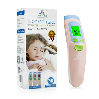 Medical Grade Non-Contact Forehead Thermometer, Pink - color: Pink